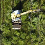 bird's eye view of excavator