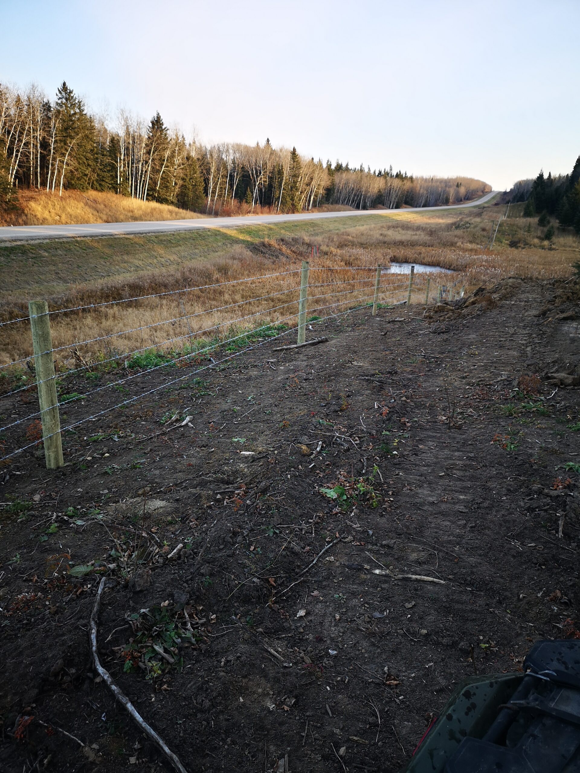 fence line by a highway